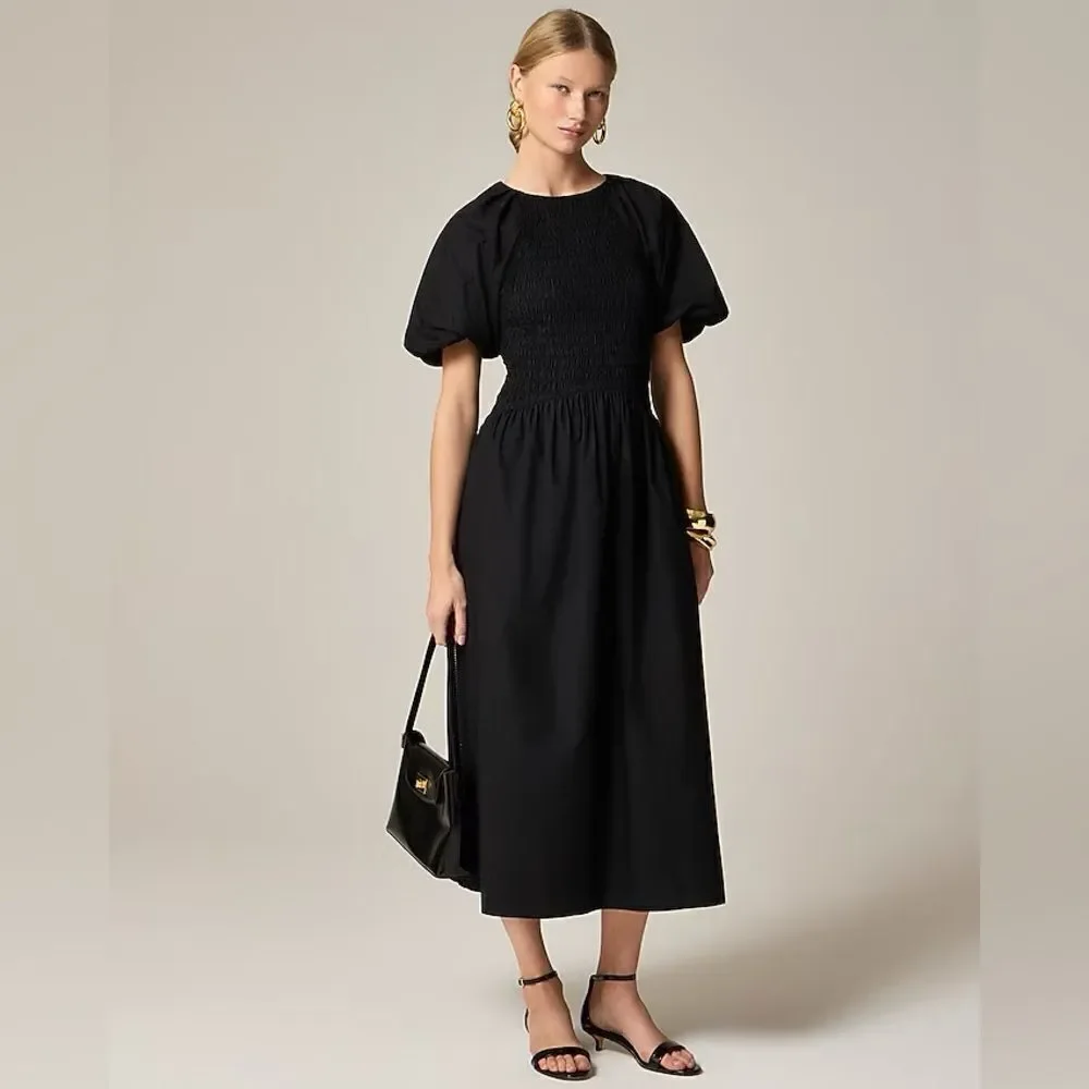 NWT J CREW Meadow dress in cotton poplin in black